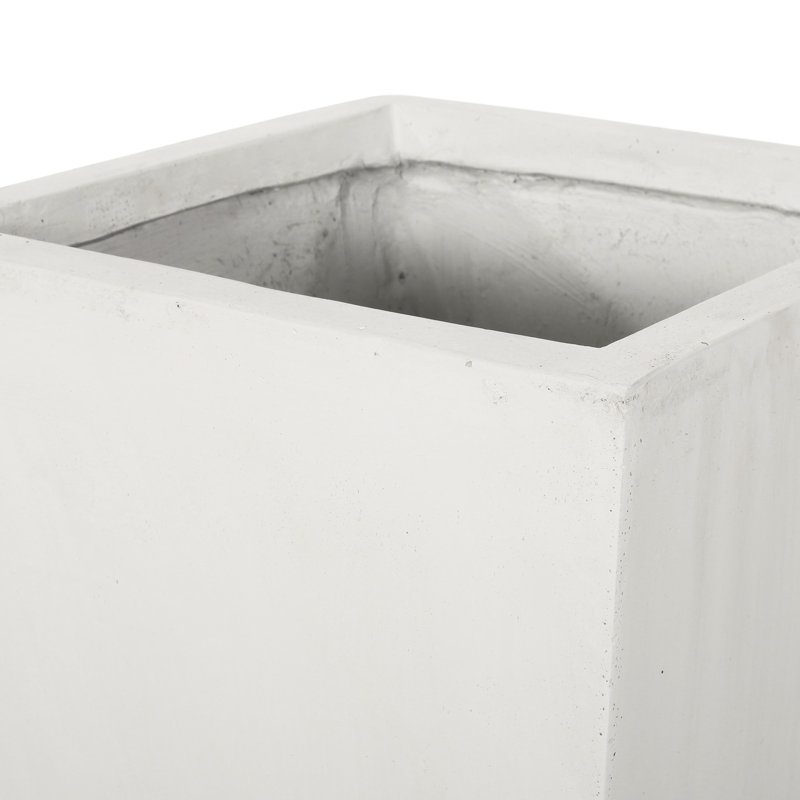 Cast Stone Outdoor Planter 13" X 28.5", Matte White - Tapered, Enhances Backyard Decor Patio, White