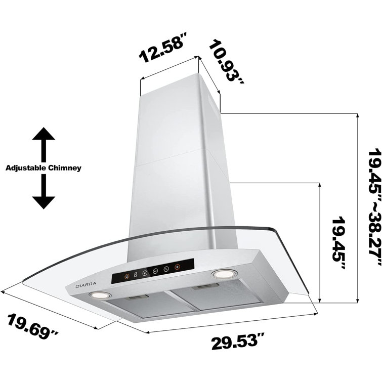 CIARRA 30-in 450-CFM Convertible Wall-Mounted Range Hood with Charcoal  Filter in the Wall-Mounted Range Hoods department at