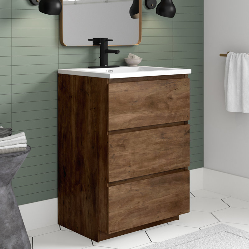 Ensemble de meuble-lavabo simple 24 po Hridhaan, Bois de rose