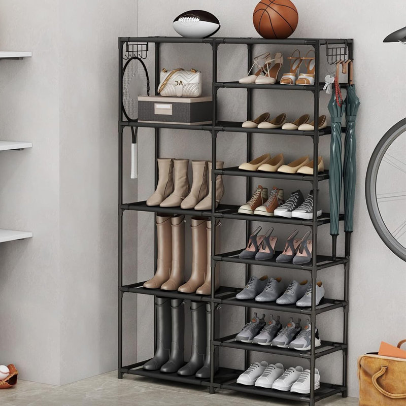 Large Capacity 2 Rows Versatile Hooks Storage Boot Shelf 24-35 Pairs