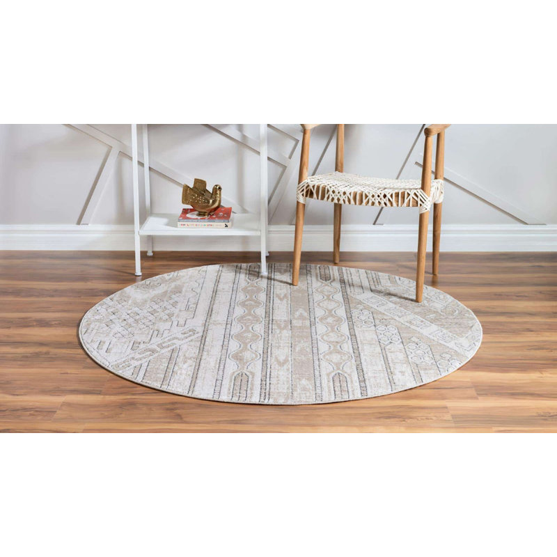 Tapis crème Wenden, Rond 5 pi