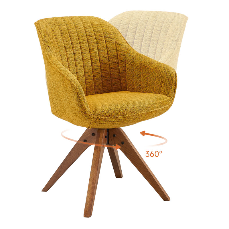 Upholstered Swivel Armchair, Yellow
