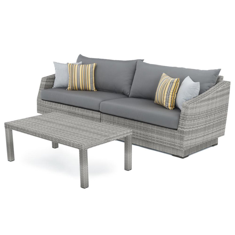 Ensemble de conversation de terrasse pour 4 personnes avec coussins Fionnula, Sunbrella® gris anthracite
