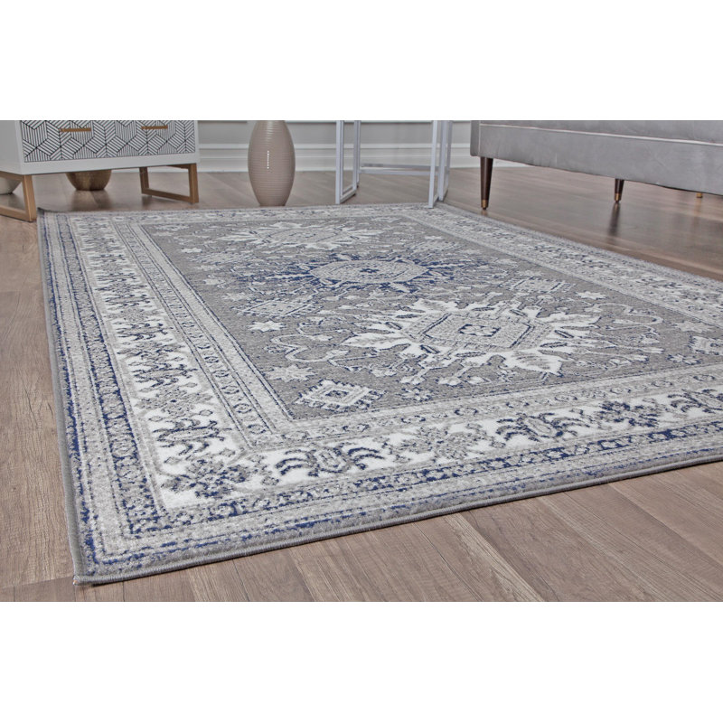 Stites Oriental Dark Grey Area Rug, Rectangle 2'6" x 8'