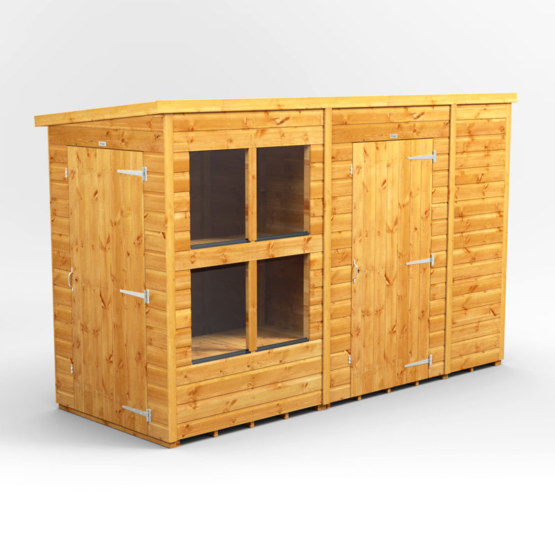 Powersheds 10 x 4ft Timber Tongue & Groove Pent Potting Shed Combi (includes 6ft Side Store)