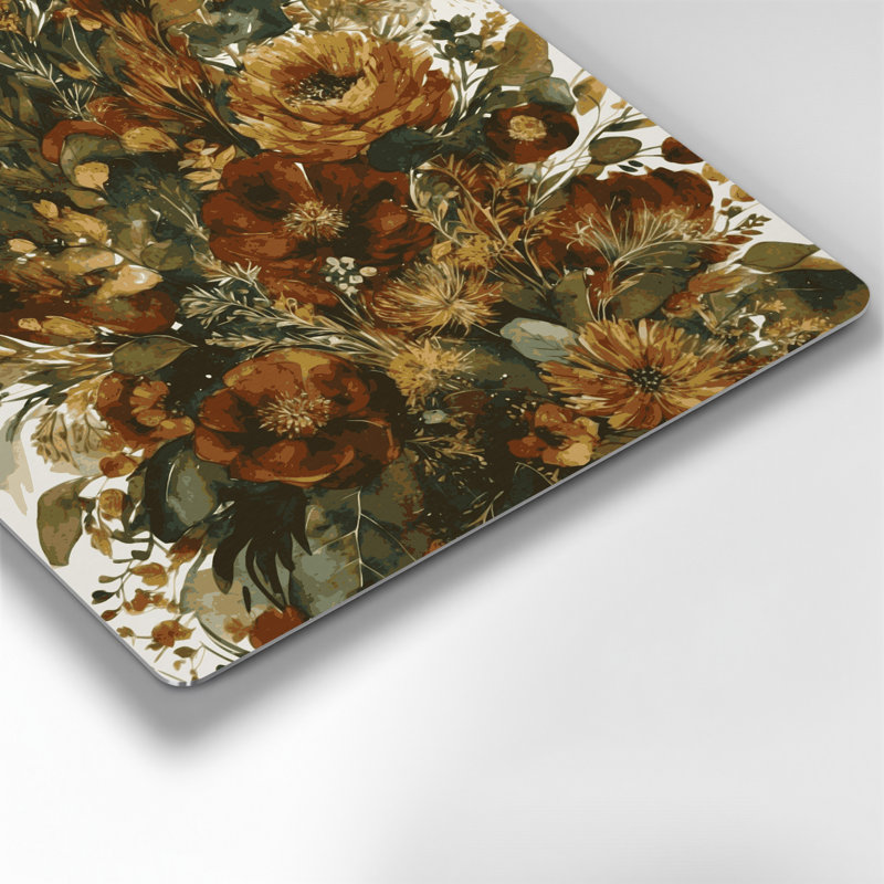 Aquarelle florale 85, art mural en métal brun, H 12 po x l 12 po