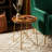 Charenton Accent Table with Teak Wood Top with Gold Finish Metal Legs, Round 19"