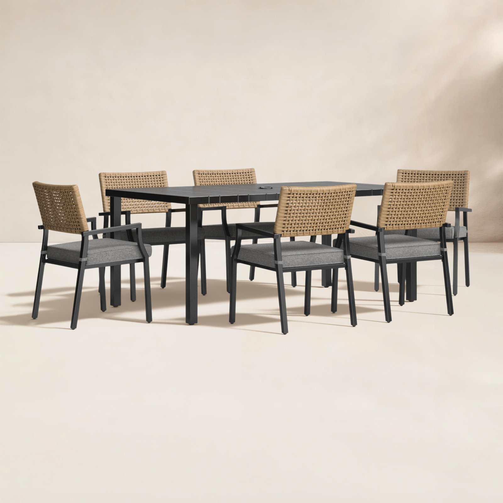 Aiden 6-Person Steel Outdoor Dining Sets With Cushion