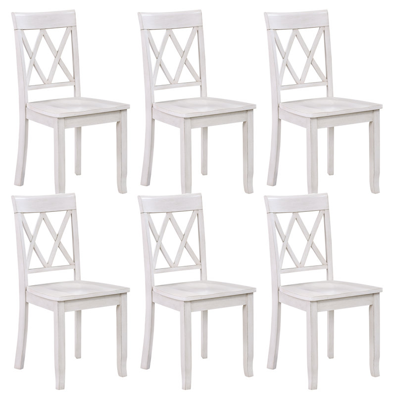 Brookner Wood Cross-Back Dining Chairs, Antique White, 6
