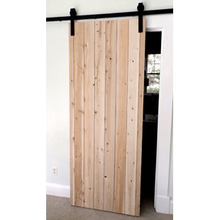 82'' Solid Wood Paneled without Installation Hardware Kit Barn Door
