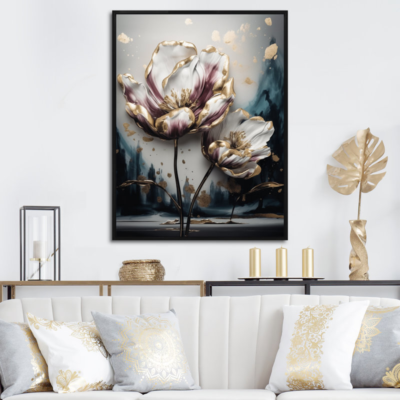 «Pink Tulip Cascade I», reproduction d'art sur toile, H 32 po x l 24 po x P 1 po, Cadre flottant noir