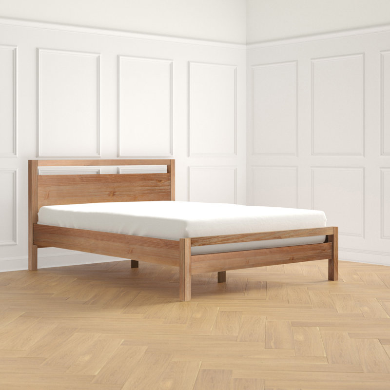 Ensemble de chambre configurable avec lit plateforme en bois massif Montauk, Acacia