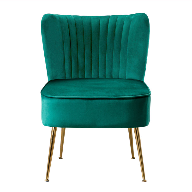 Farrah Velvet Side Chair, Green Velvet