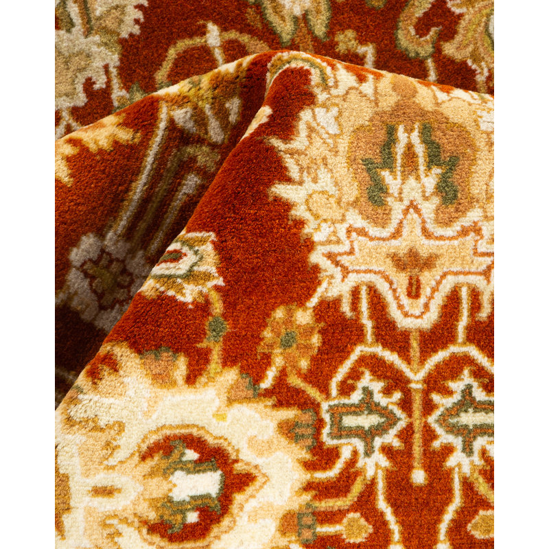 Tapis unique rouille / ivoire / vert noué à la main 2 pi 7 po x 4 pi 7 po Hayner