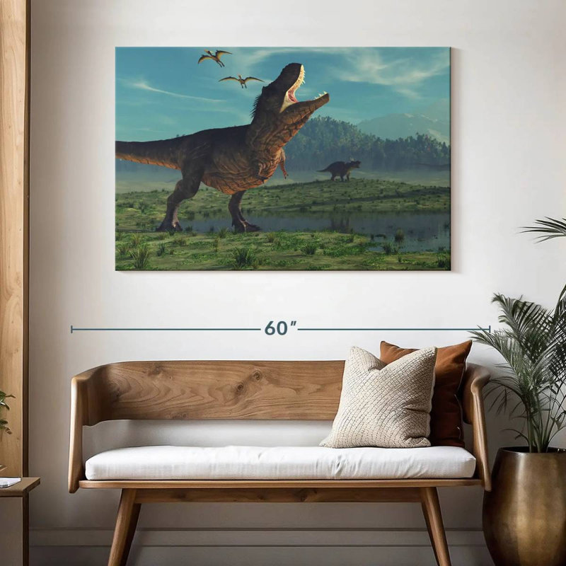 Dinosaures de l'ère jurassique Brampt, H 32 po x l 48 po