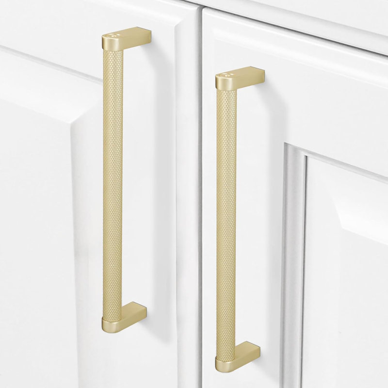 Paquet de 10 poignées d'armoire en or brossé avec conception moletée - poignées de tiroir de 7,5 pouces pour armoires de cuisine, commodes et quincaillerie de meuble
