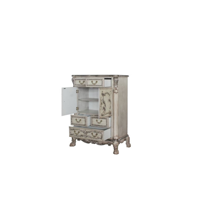 Commode à cinq tiroirs, Blanc os rétro