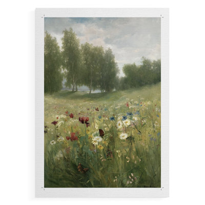 Motif floral rétro - impression sur toile seulement - non encadrée