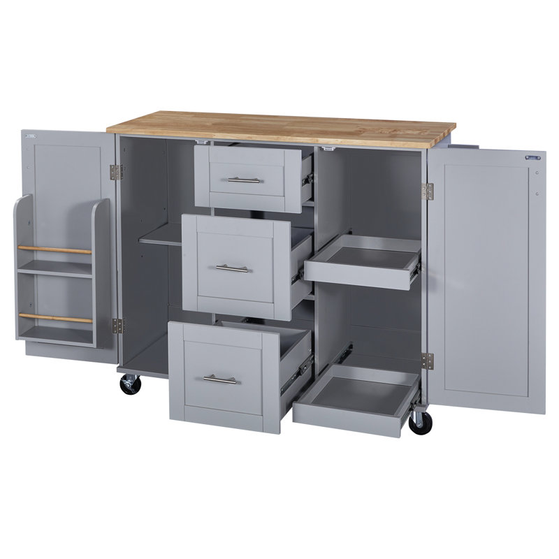 Blue Kitchen Island, 220Lbs Tabletop Weight Capacity, And Reliable 49.69 X 17.12 35.97 Inches, Fit Your Layout, Gray