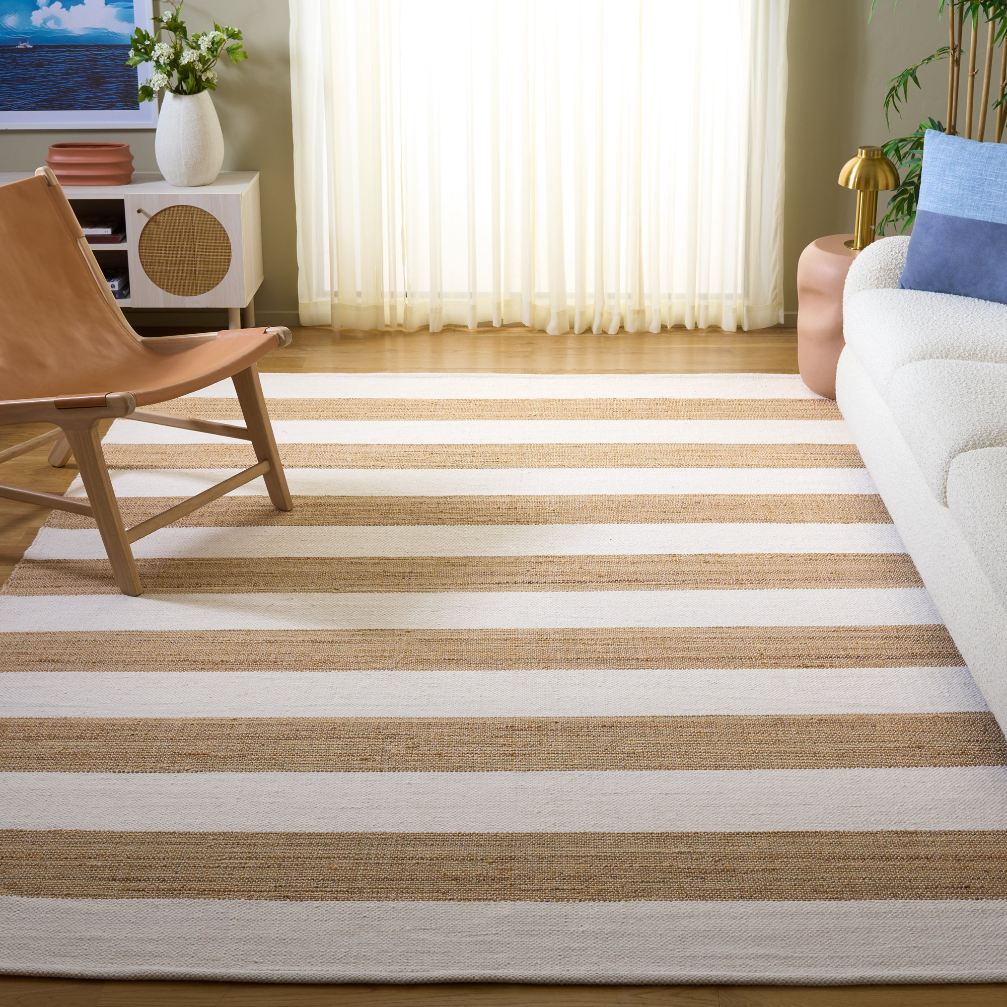 Natural Fiber 609 Hand Woven 70% Jute; 20% Wool; 10% Cotton Striped Rug, Rectangle 8' x 10'