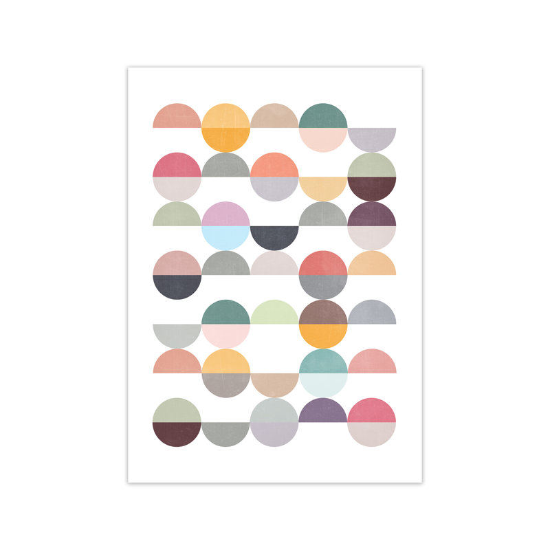 Scandinavian Colourful Circle Art Original - Print, 84cm H x 59cm W x 1cm D, No Frame