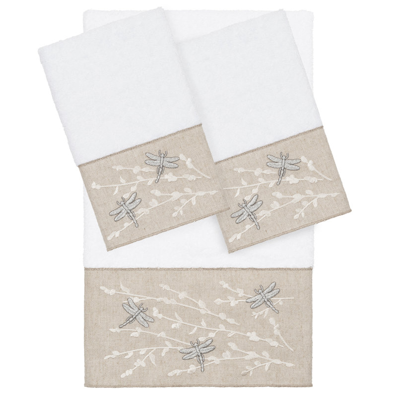 Braelyn 1BT2HT Towel Set 3 Piece Turkish Cotton Towel Set, White