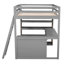 Lit mezzanine pleine grandeur gris avec tablettes, bureau - économisez de l'espace dans la chambre à coucher et du style gris. Pour plus d'espace. Structure en bois durable