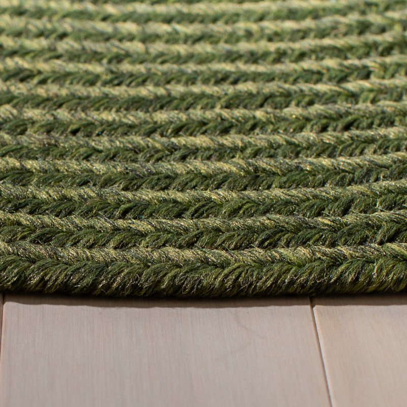 Lakehurst Solid Green Indoor/Outdoor Rug, Round 91cm