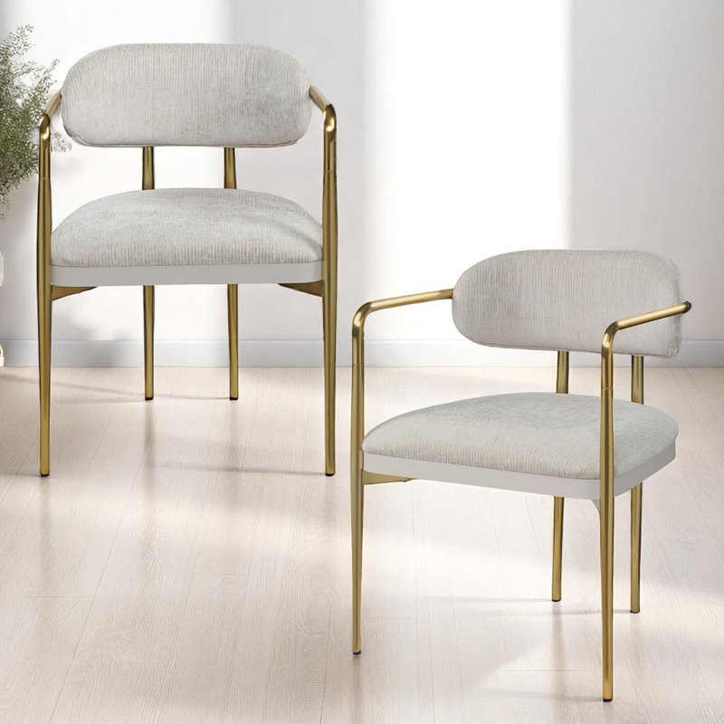 Fauteuil en chenille et or Zayn Beige (ensemble de 2)