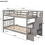 Lit superposé Twintwin avec rangement fonctionnel et stabilité - Escalier gris pour chambre à coucher-1847186489
