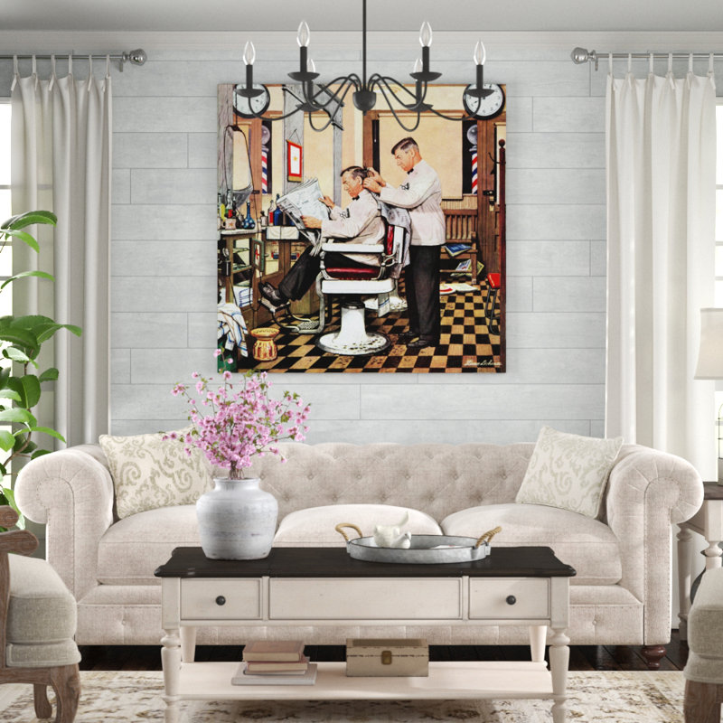 « barber getting reverse », reproduction d’art sur toile tendue, H 48 po x l 48 po