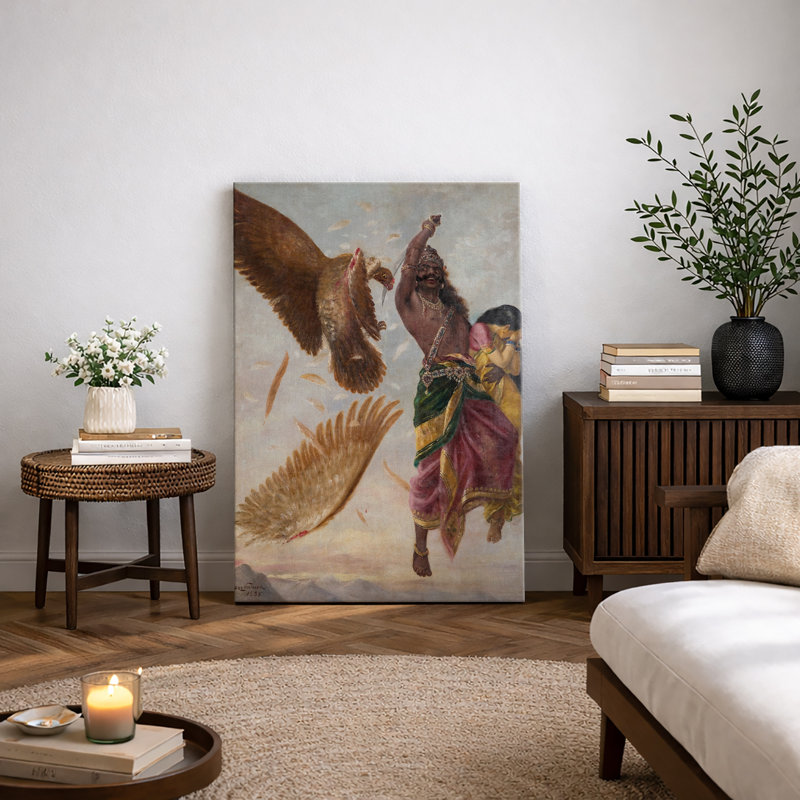 «Epic Myth and Fallen», œuvre d'art classique sur scène allégorique, H 48 po x l 32 po x P 1,5 po, Toile tendue