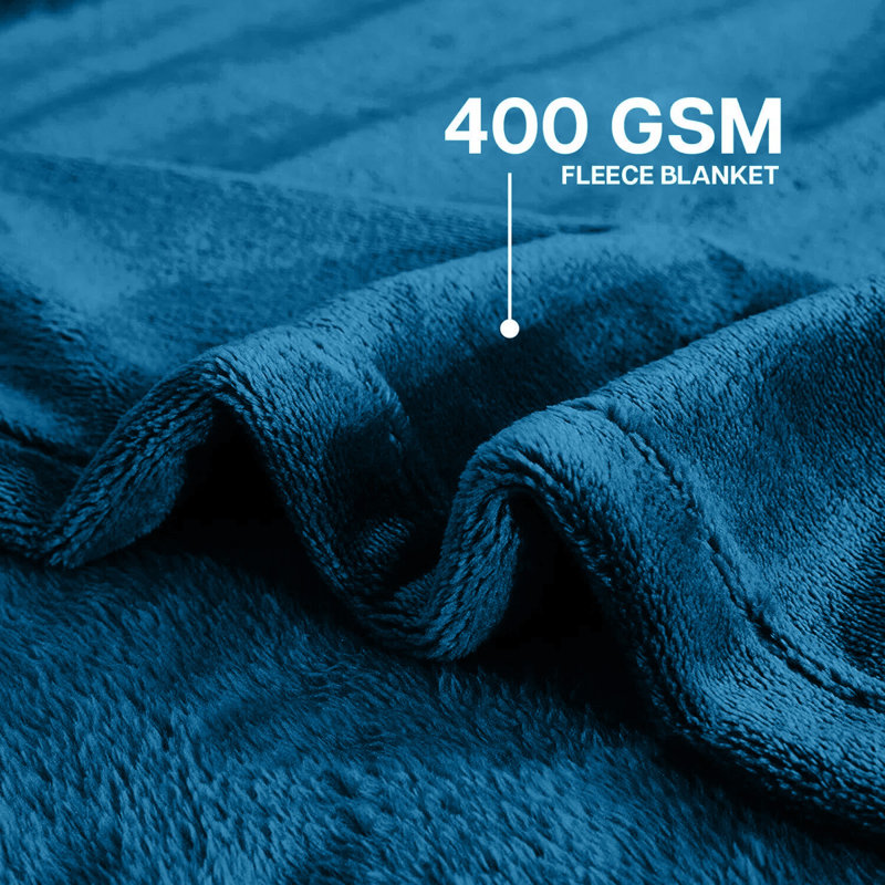 Ultra Soft Plush Faux Fur Reversible Fleece Blanket, 150cm x 200cm, Teal
