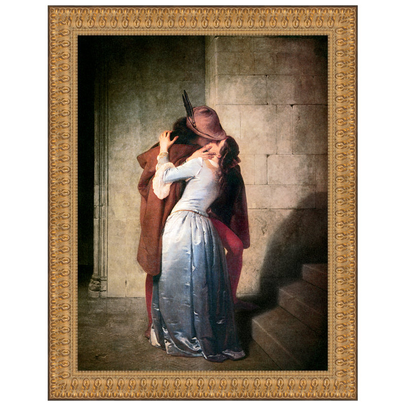 Le baiser, 1859 par francesco hayez, reproduction d’art encadrée, H 47,5 po x l 37,5 po x P 1,75 po