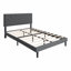 Structure de lit simple tapissier avec tête de lit en tissu de lin capitonné, pas de sommier tapissier, support à lattes de bois, assemblage facile-271685955
