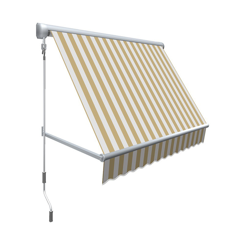 Awntech Mesa Window Retractable Awning, Linen/White Stripe, 24" H x 36" W x 24" D