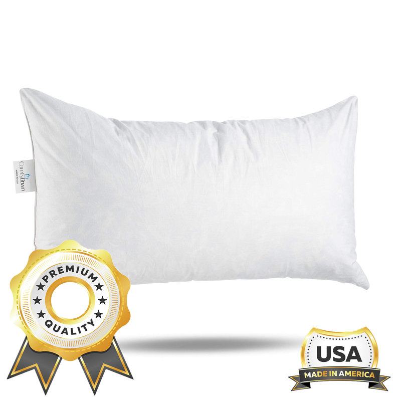 ComfyDown 95% Feather 5% Down Rectangle Decorative Pillow Insert Sham Stuffer, 14" x 30"
