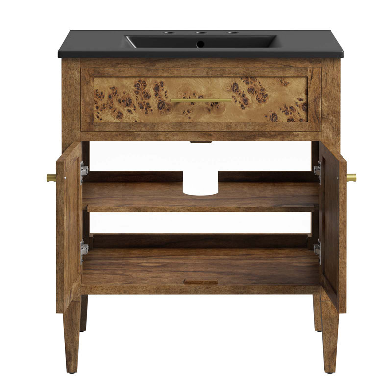 Elysian 30" Burl Wood Bathroom Vanity with Ceramic Sink