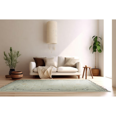 Contemporary Beige Flatweave Wool Area Rug