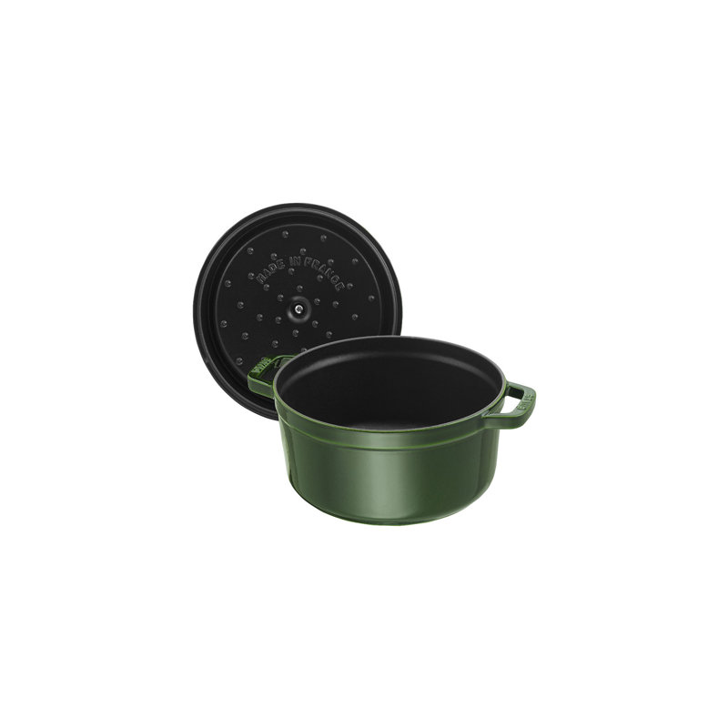 La Cocotte Cast Iron Round Cocotte, Basil, 2.75 quarts