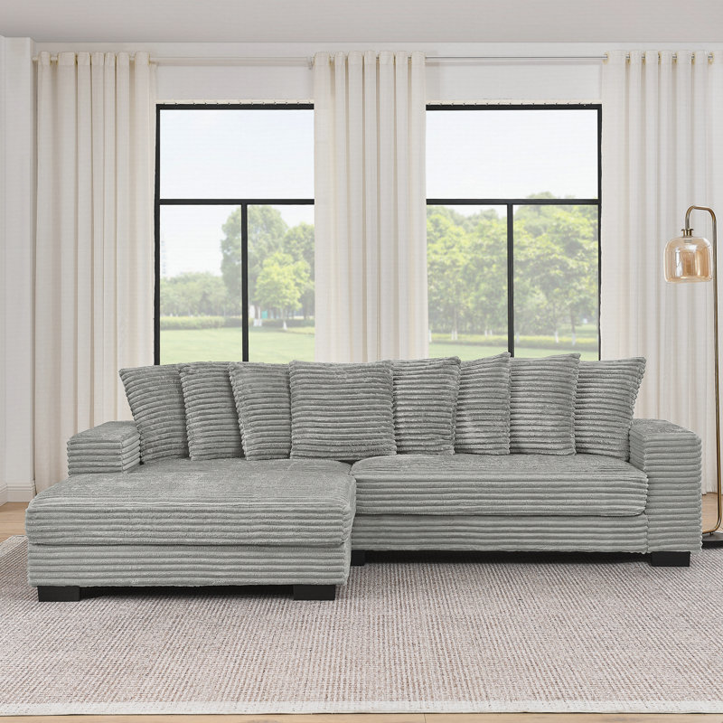 Canapé-lit modulaire rembourré Corduroy, Gris