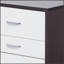 Table d'appoint rectangulaire blanche et noire à 3 tiroirs avec rangement spacieux et design polyvalent pour les intérieurs modernes
