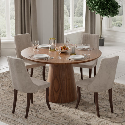 Rpund Modern Farmhouse Dining Set with Upholstery Dining Chair Set for Dining Room by Gracie Oaks