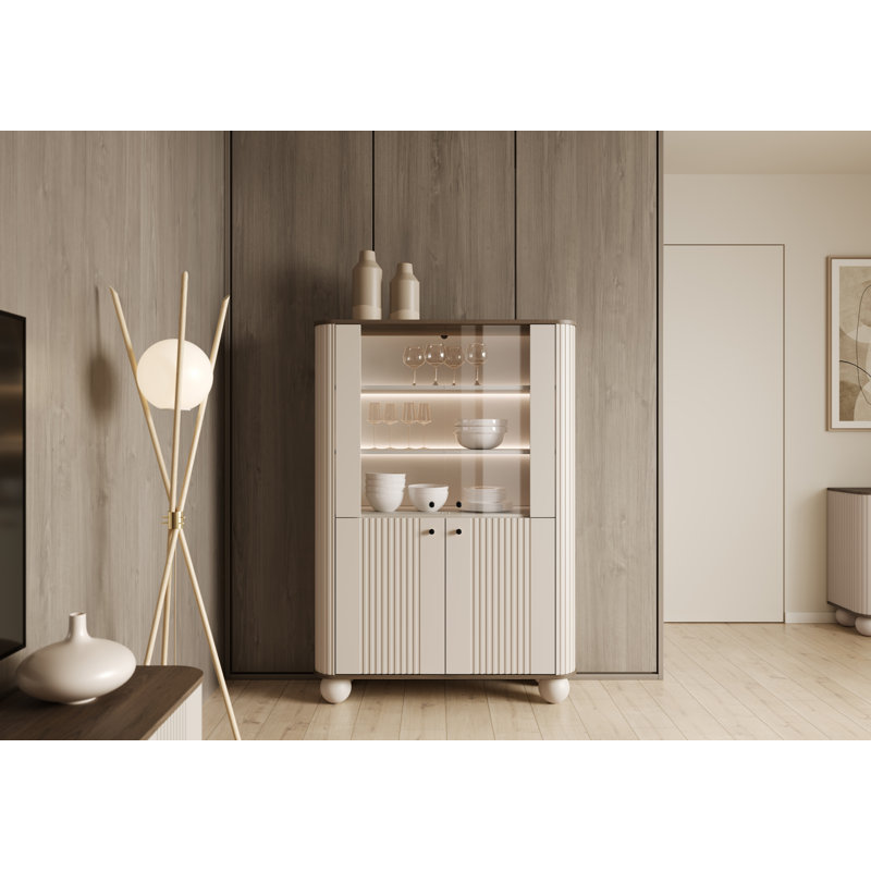 Display Cabinet, Brown/Black/Beige