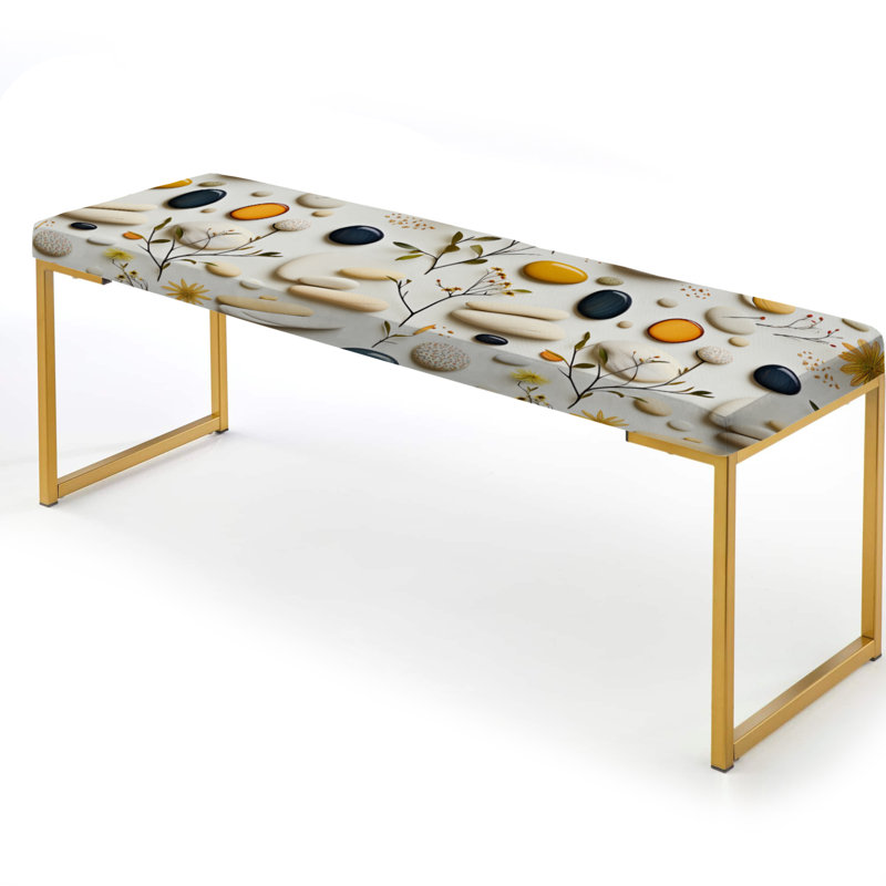 Seren Stones, motif zen pour spa - banc rembourré botanique doré
