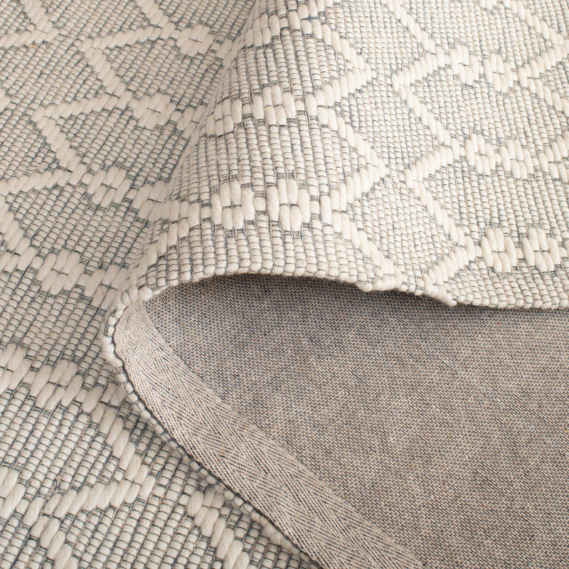 Msr Vermont Martha Stewart Hand Loomed Nz Wool/Cotton Geometric Rug in Ivory, Rectangle 8' x 10'
