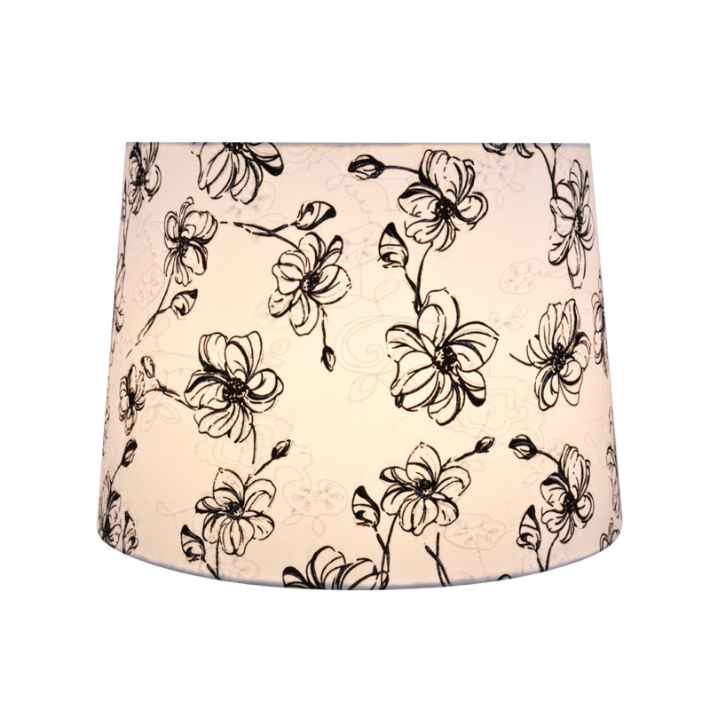 Abat-jour empire en lin blanc / noir H 10 "x l 10,25"