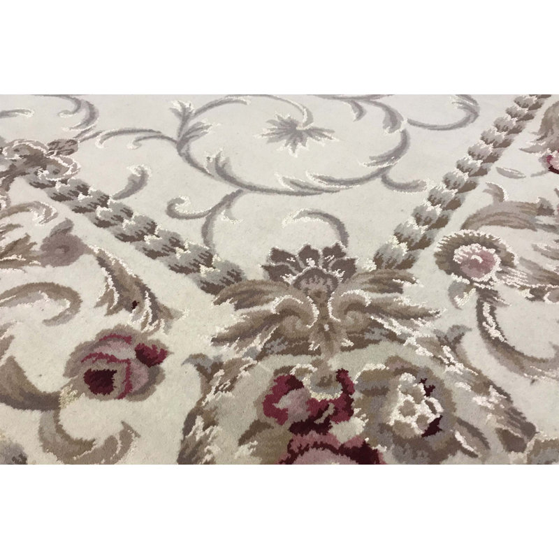 Hand-Knotted High-Quality Ivory Area Rug