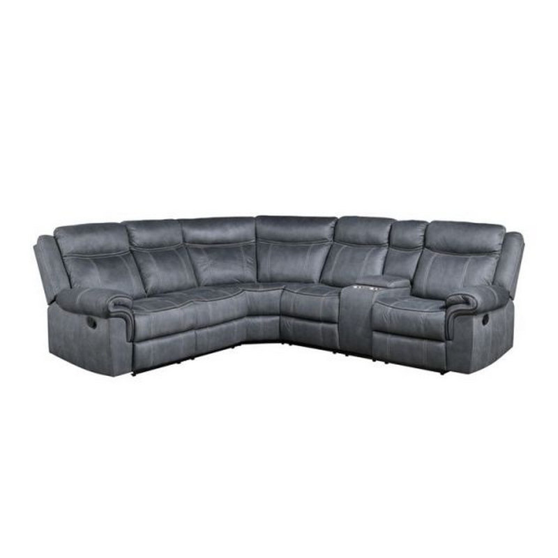 Canapé modulaire inclinable en velours de 84 po de largeur, Velours gris