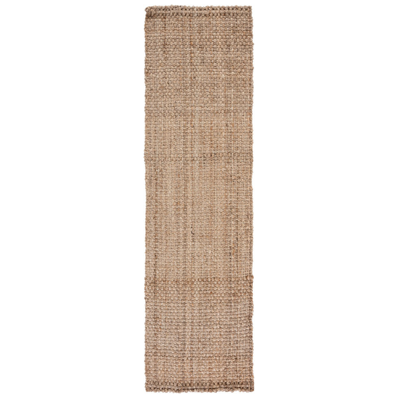 Tapis beige en jute touffeté à la main Waldoboro, Tapis de couloir 2 pi 3 po x 10 pi